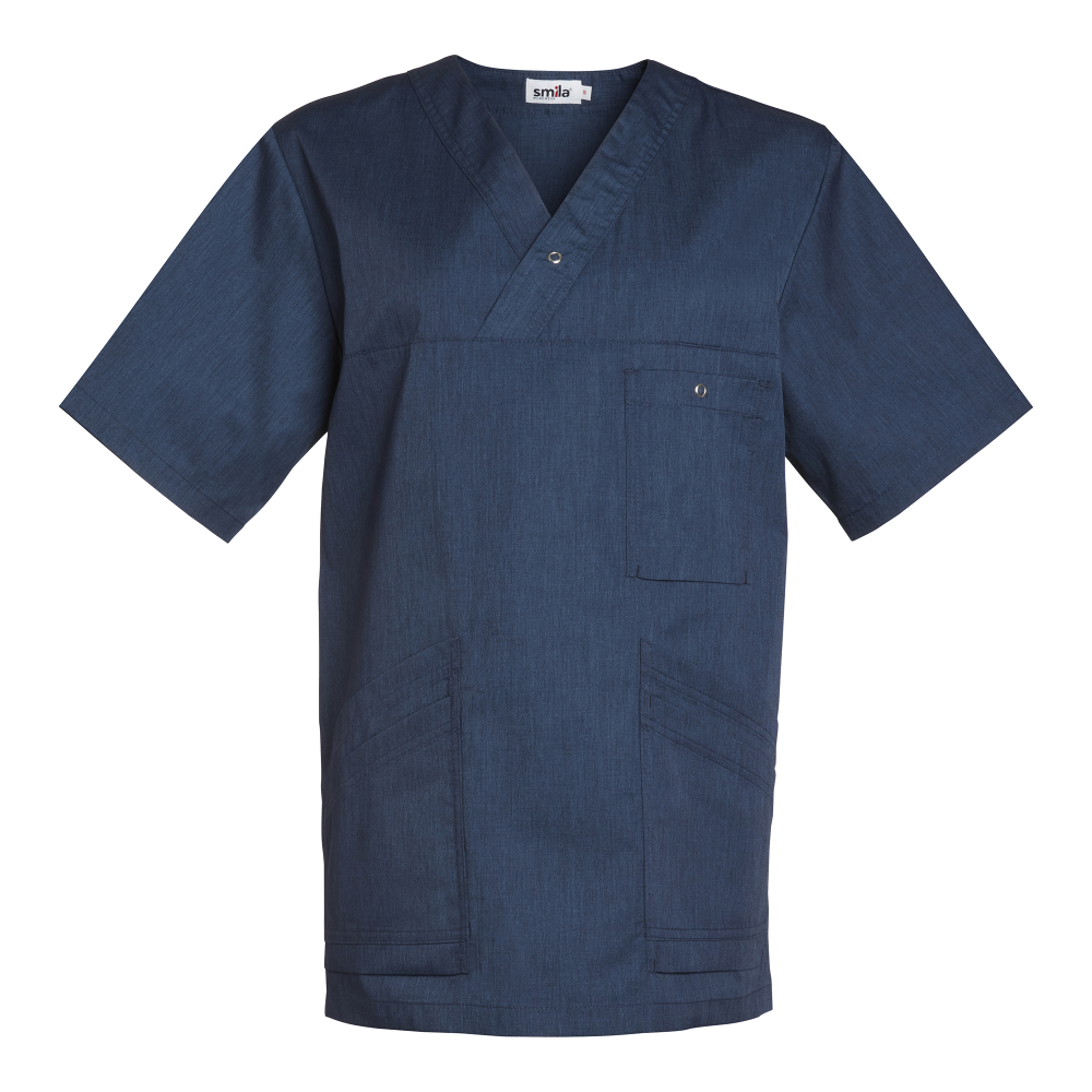 Produktbild för Malte V-Tunic Blue melange Unisex