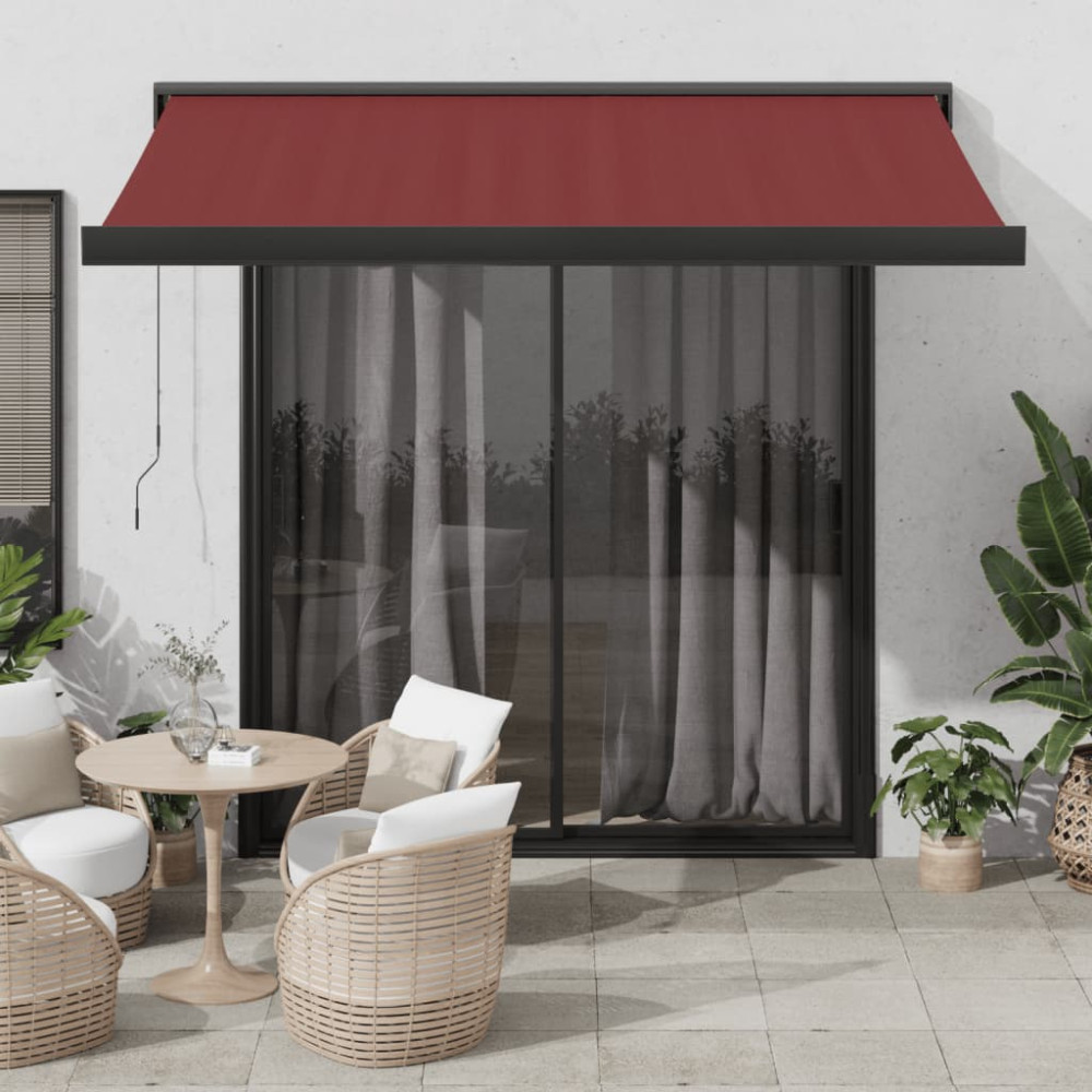 Produktbild för Markis automatiskt infällbar vinröd 300x250 cm