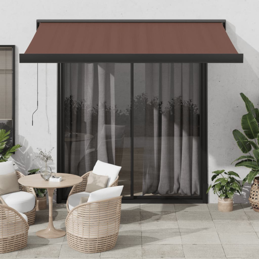 Produktbild för Markis automatiskt infällbar brun 300x250 cm
