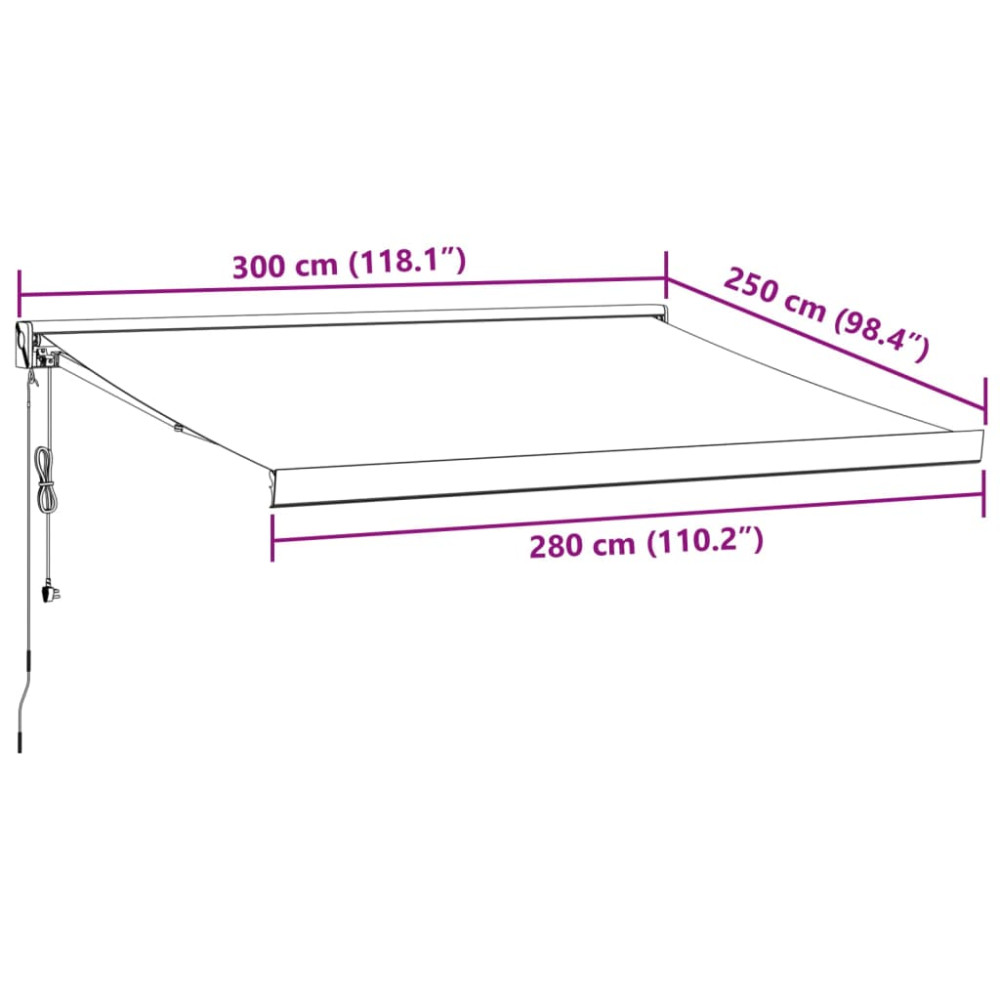 Produktbild för Markis automatiskt infällbar brun 300x250 cm