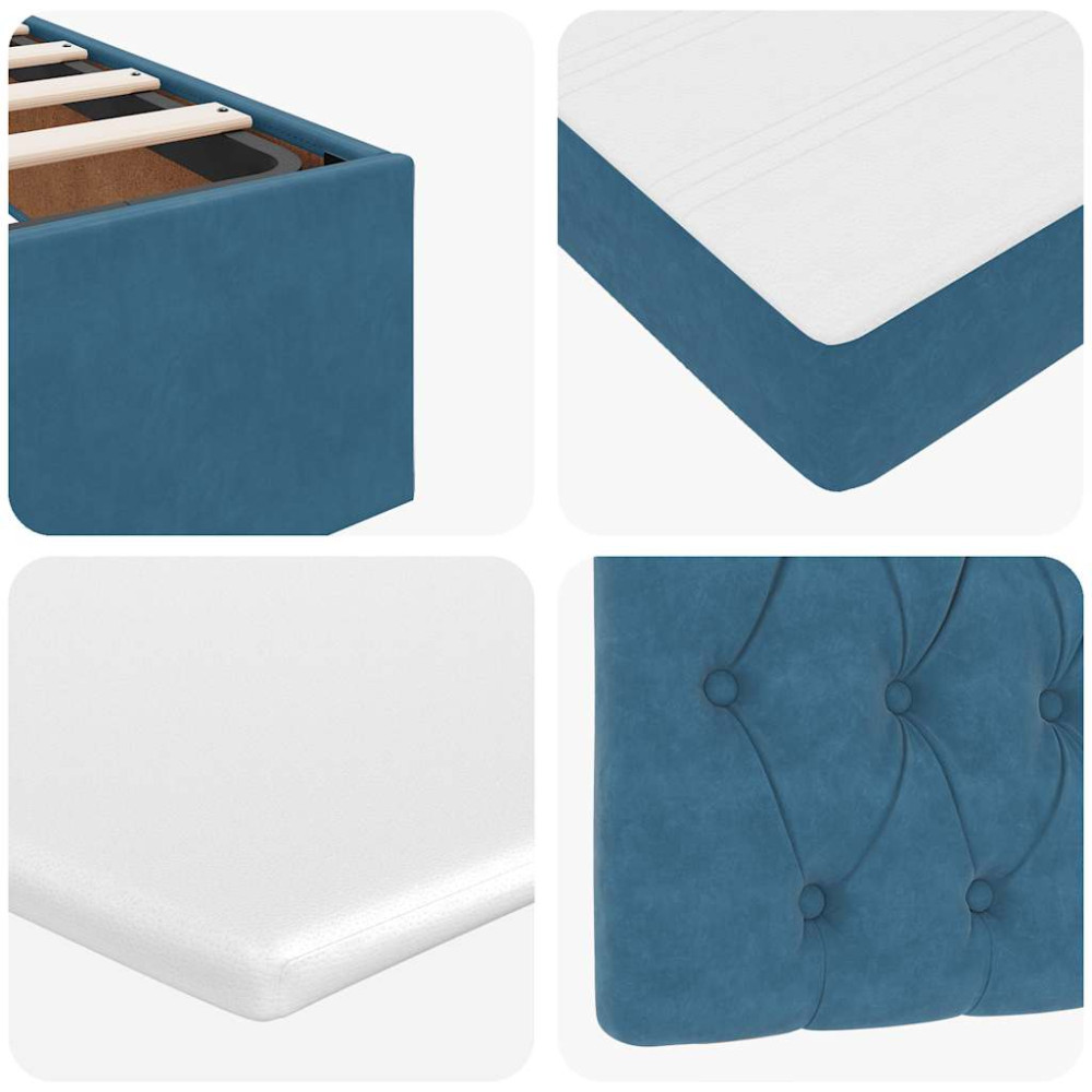 Produktbild för Ottoman sängram med madrass mörkblå 160x200 cm sammet