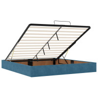 Produktbild för Ottoman sängram med madrass mörkblå 160x200 cm sammet