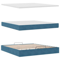Produktbild för Ottoman sängram med madrass mörkblå 160x200 cm sammet