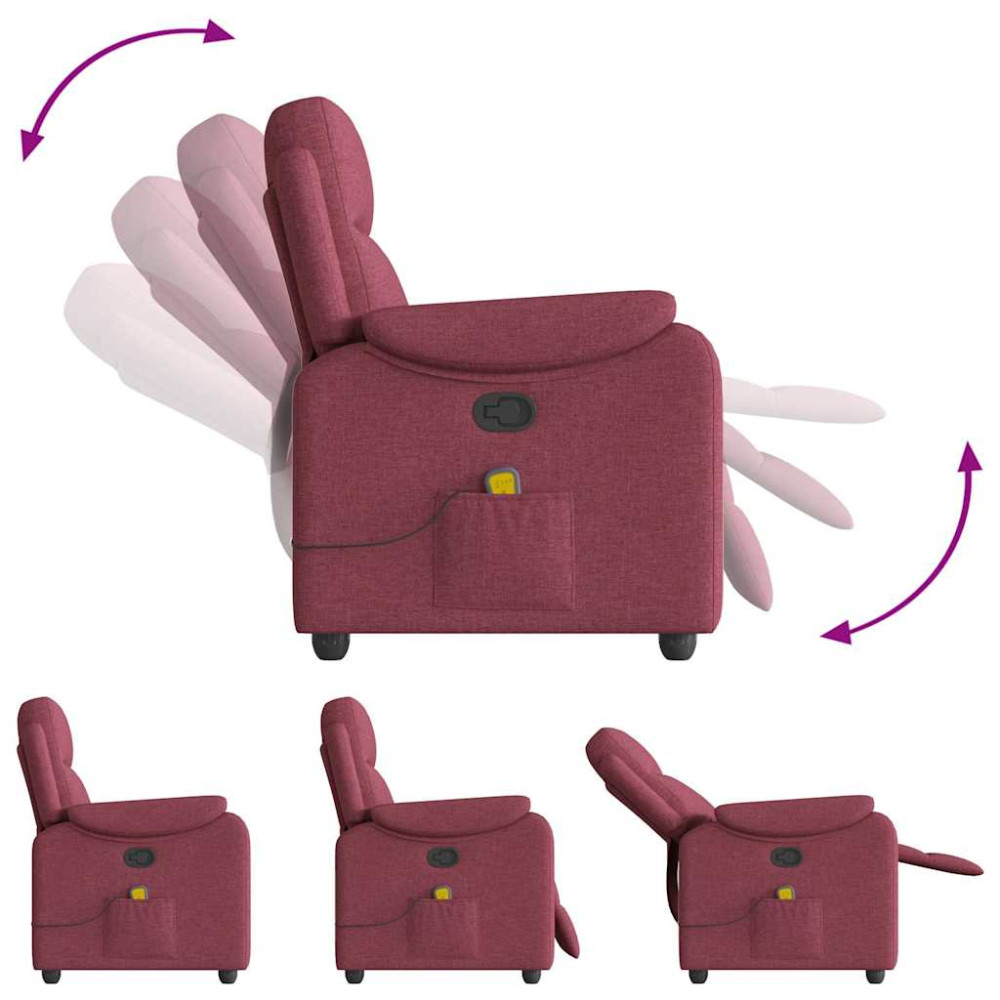 Produktbild för Massagefåtölj vinröd tyg