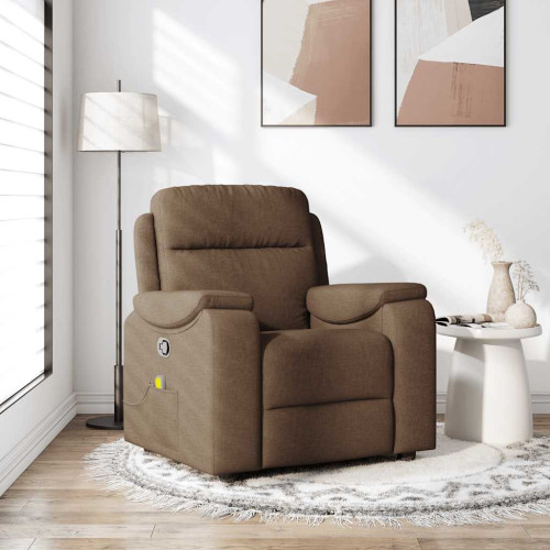 vidaXL Massagefåtölj brun tyg
