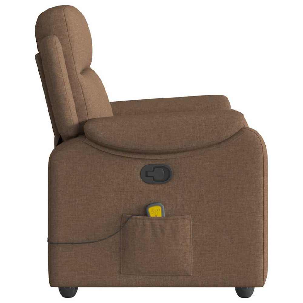 Produktbild för Massagefåtölj brun tyg