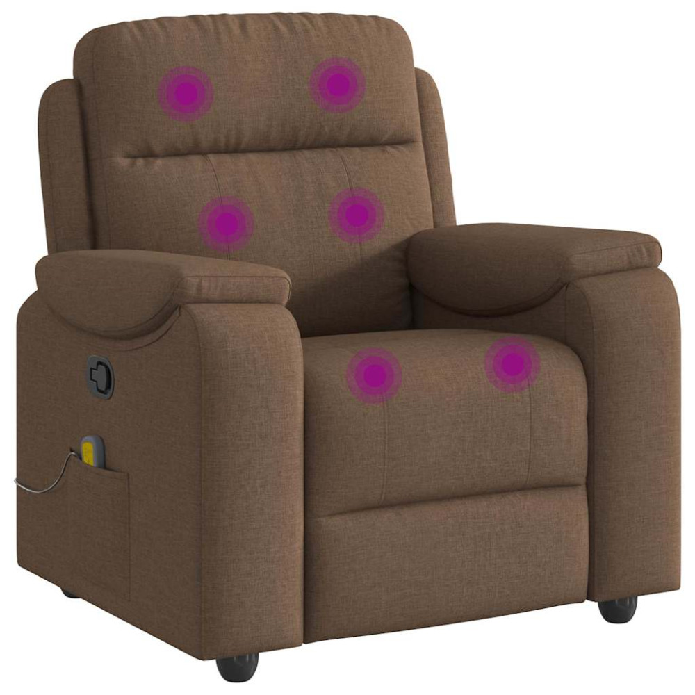 Produktbild för Massagefåtölj brun tyg
