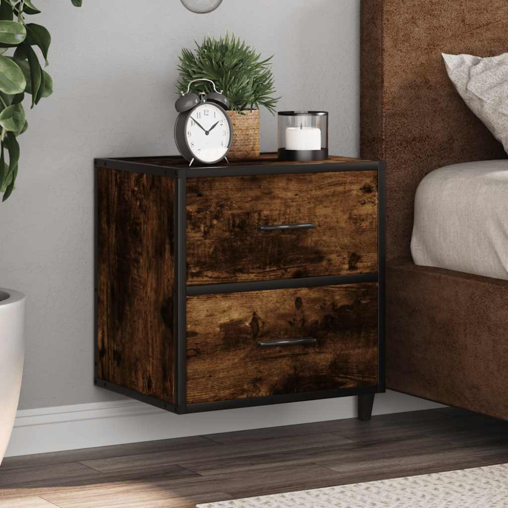 Produktbild för Väggmonterade sängbord rökfärgad ek 40x31x39,5 cm