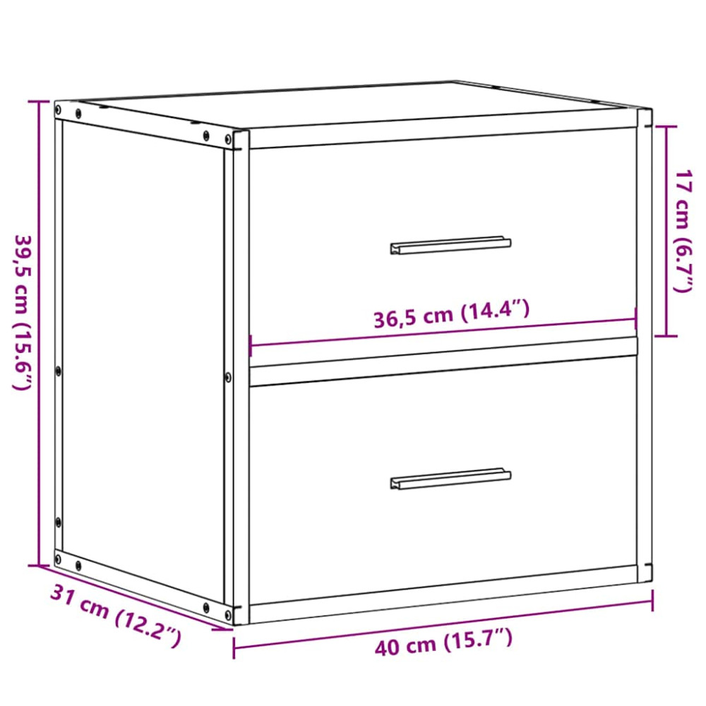 Produktbild för Väggmonterade sängbord rökfärgad ek 40x31x39,5 cm