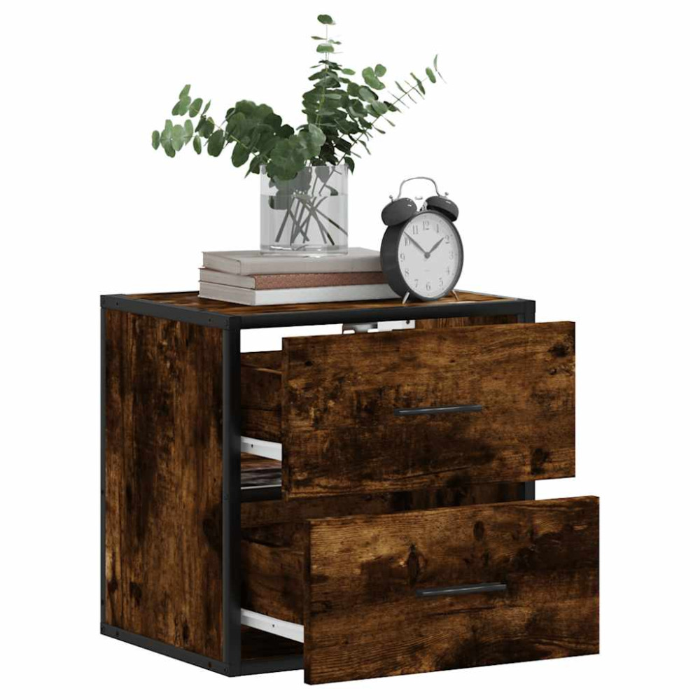 Produktbild för Väggmonterade sängbord rökfärgad ek 40x31x39,5 cm