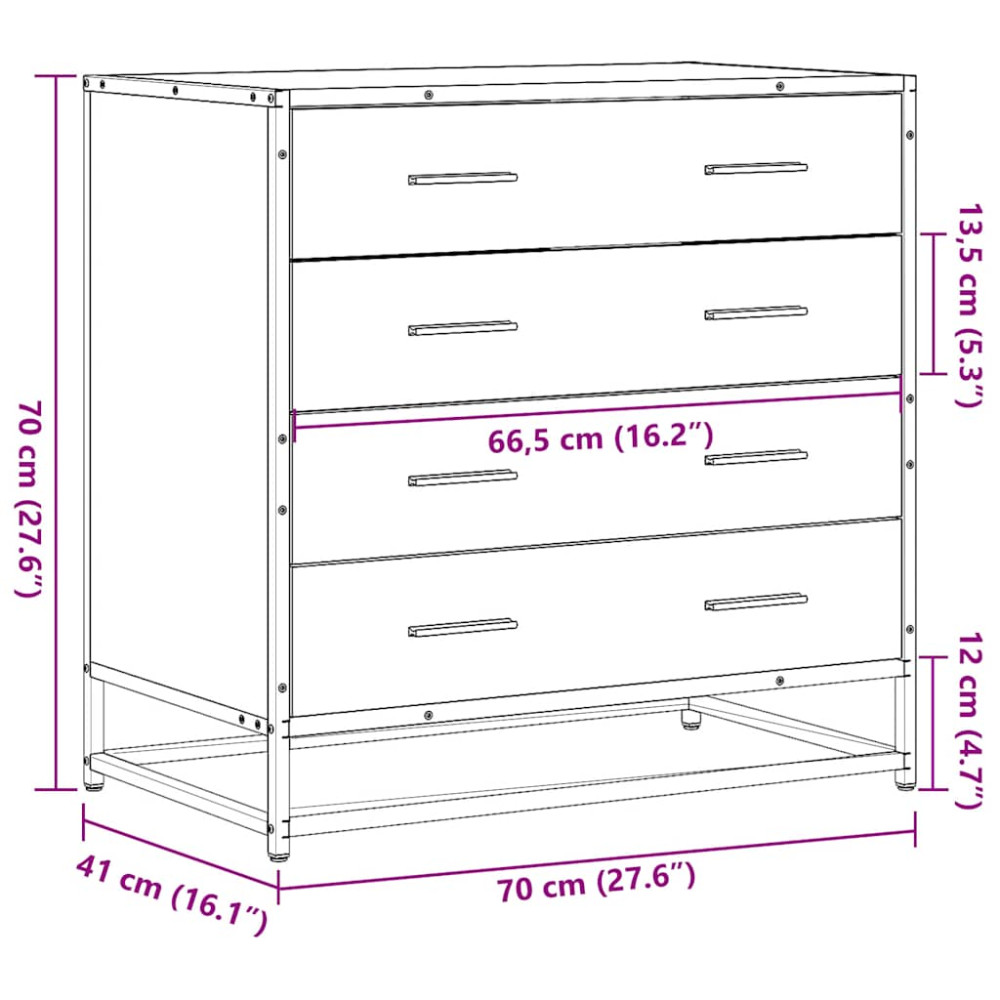 Produktbild för Byrå sonoma-ek 70x41x70 cm konstruerat trä