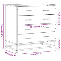 Produktbild för Byrå brun ek 70x41x70 cm konstruerat trä