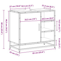 Produktbild för Badrumsskåp sonoma-ek 65x33x60 cm konstruerat trä