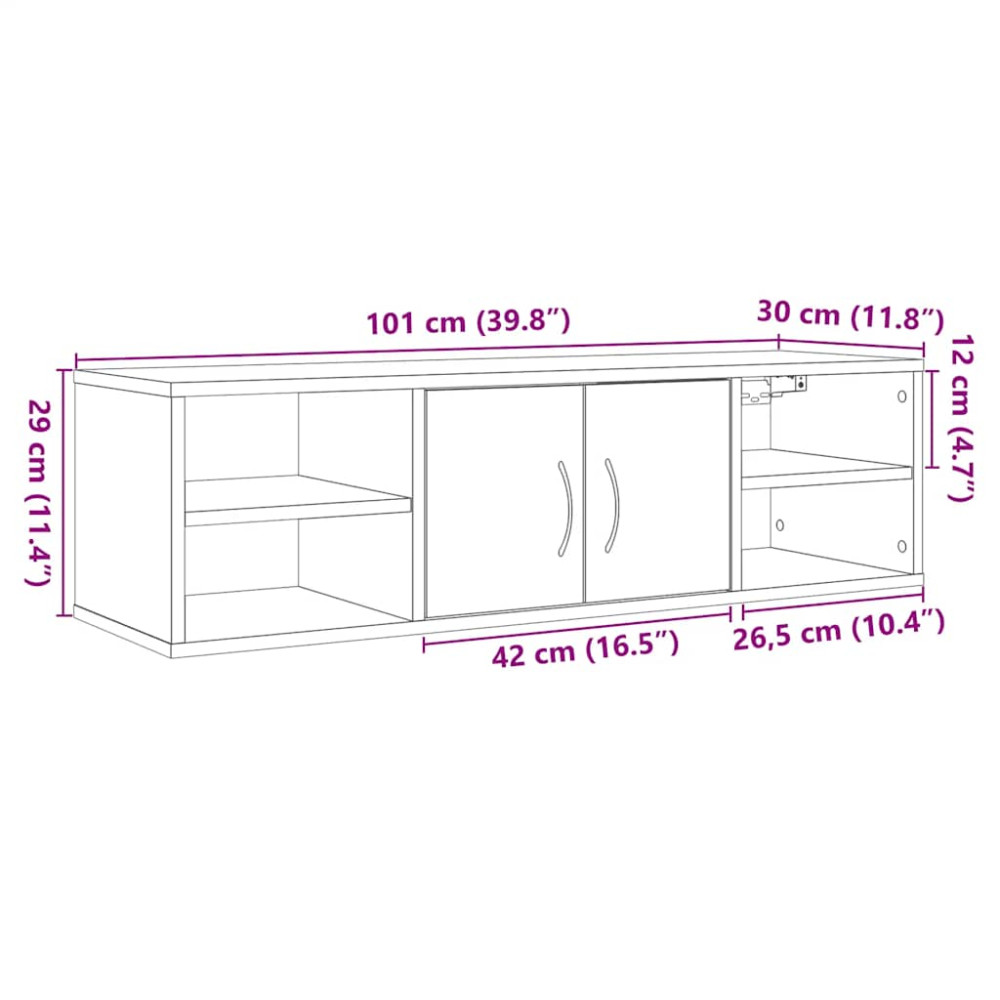 Produktbild för Väggskåp åldrat trä 101x30x29 cm konstruerat trä
