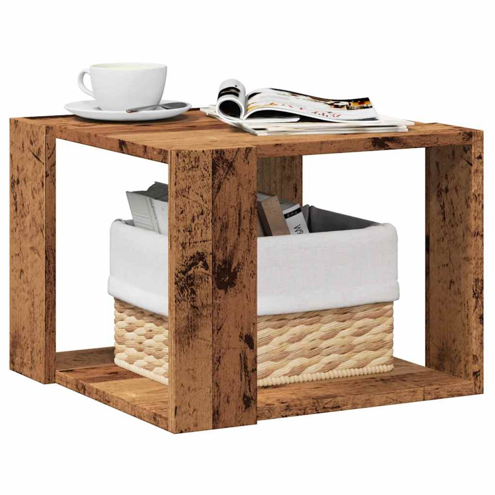 Produktbild för Soffbord åldrat trä 40x40x30 cm konstruerat trä