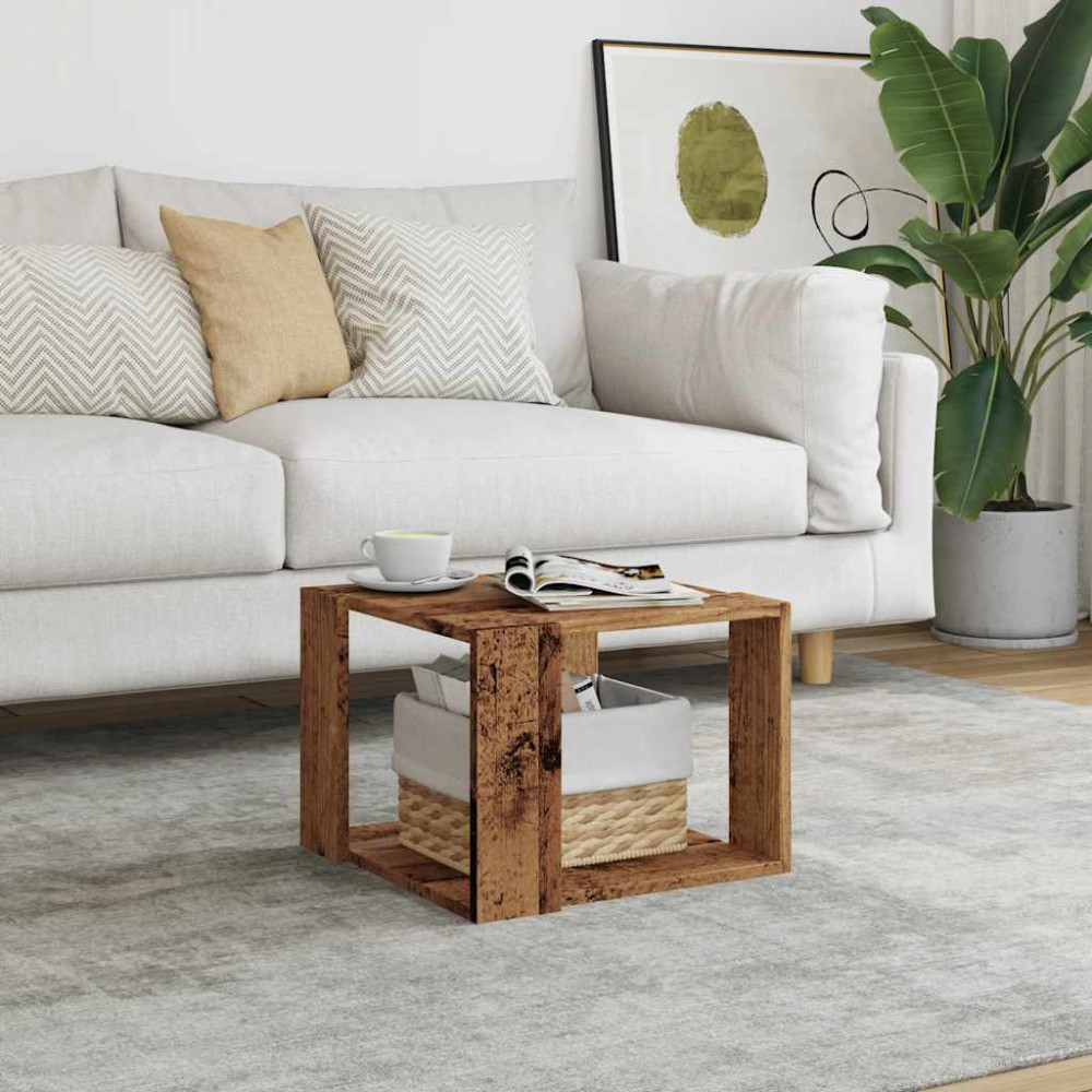 Produktbild för Soffbord åldrat trä 40x40x30 cm konstruerat trä