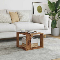 Produktbild för Soffbord åldrat trä 40x40x30 cm konstruerat trä
