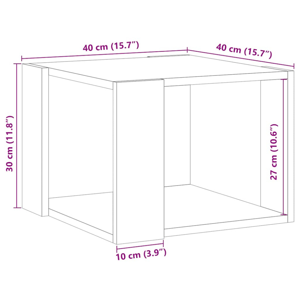 Produktbild för Soffbord åldrat trä 40x40x30 cm konstruerat trä