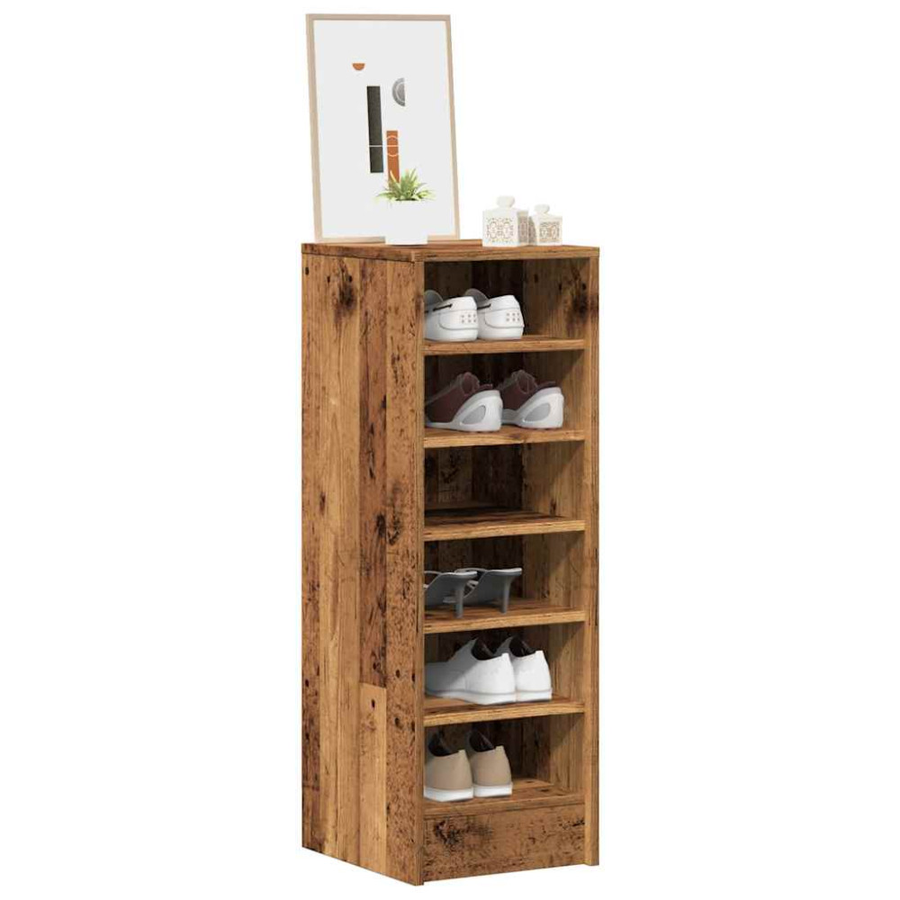 Produktbild för Skoskåp gammalt trä 32x35x92 cm konstruerat trä