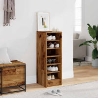 Produktbild för Skoskåp gammalt trä 32x35x92 cm konstruerat trä