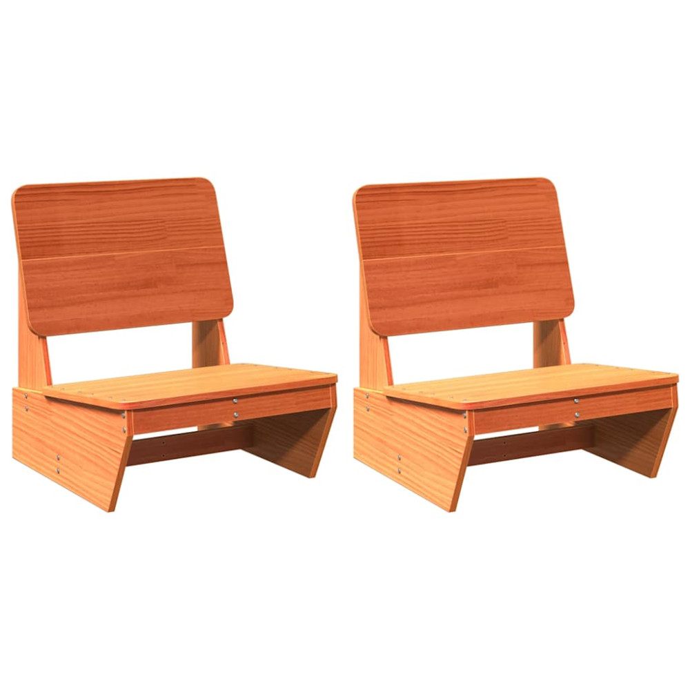 Produktbild för Trädgårdsstolar 2 st vaxbrun 60x64x70,5 cm massiv furu