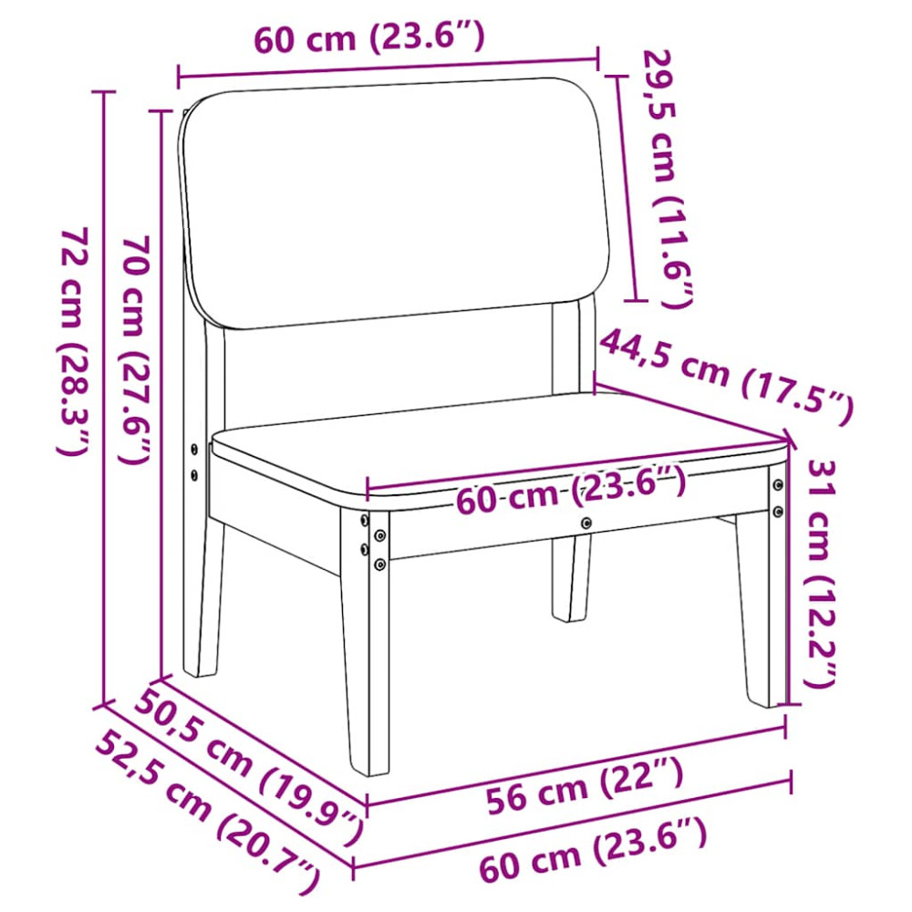 Produktbild för Trädgårdsstolar 2 st 60x52,5x72 cm massiv douglasträ