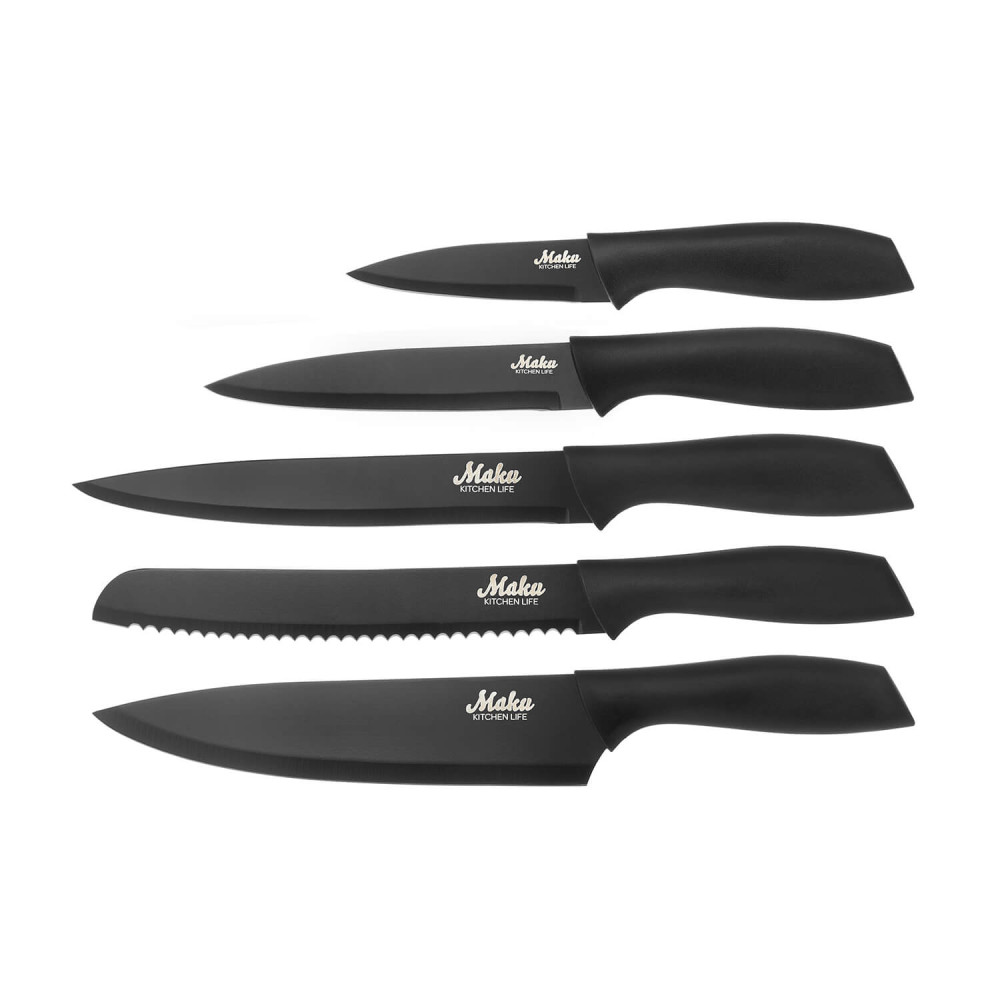 Produktbild för Kitchen Knife Set 5 Pcs Black