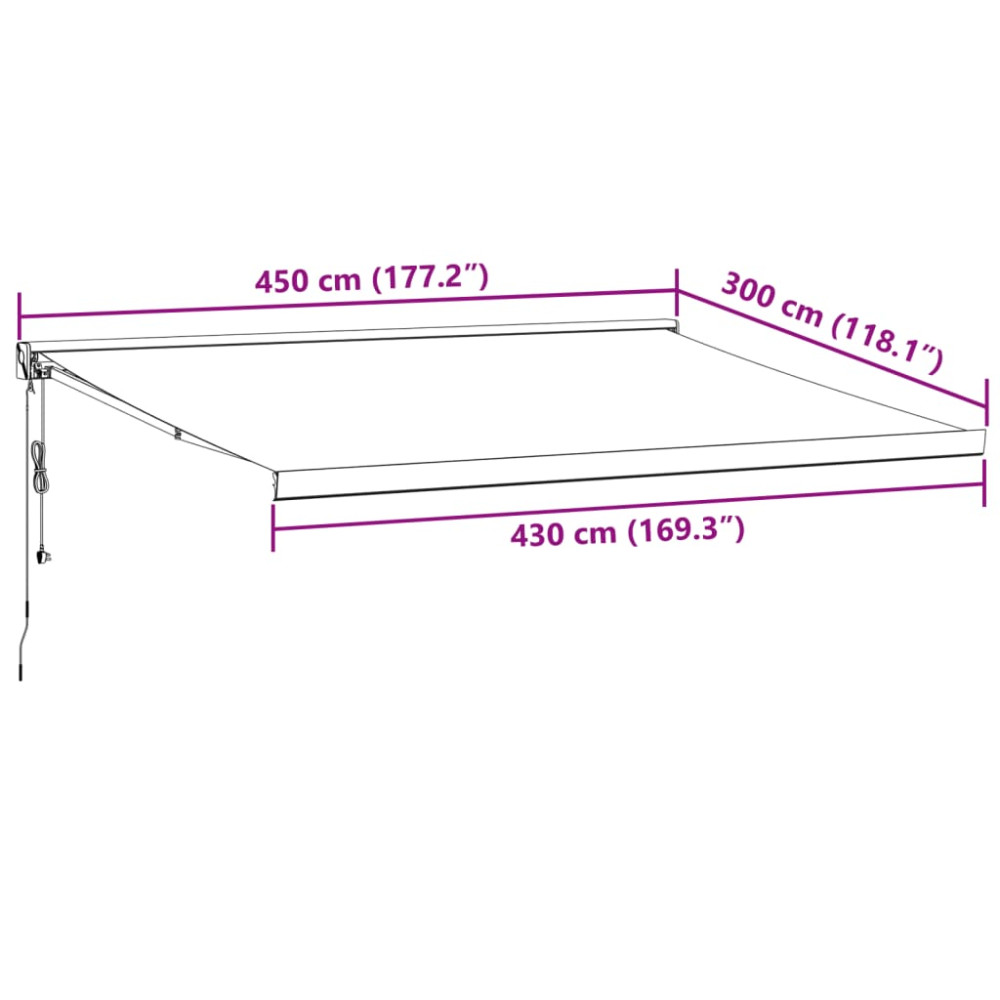 Produktbild för Markis automatiskt infällbar vinröd 450x300 cm
