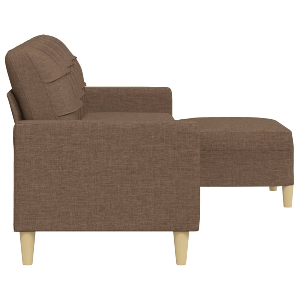 Produktbild för 3-sitssoffa med fotpall Brun 210 cm tyg