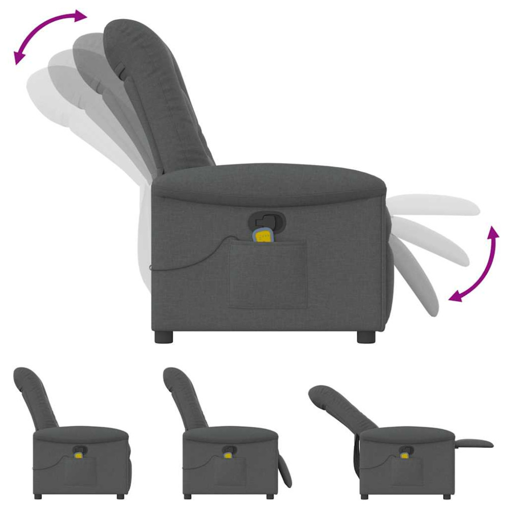 Produktbild för Massagefåtölj mörkgrå tyg