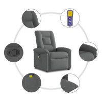 Produktbild för Massagefåtölj mörkgrå tyg