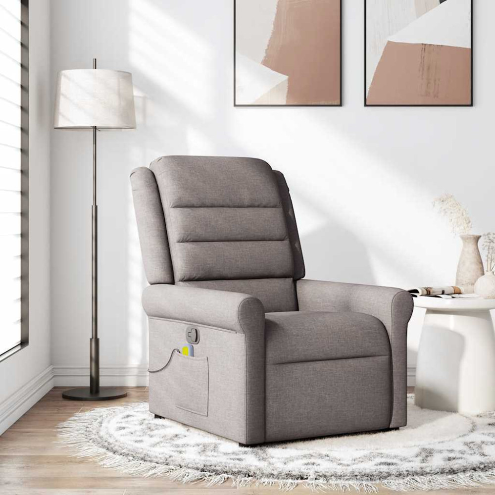 Produktbild för Massagefåtölj taupe tyg