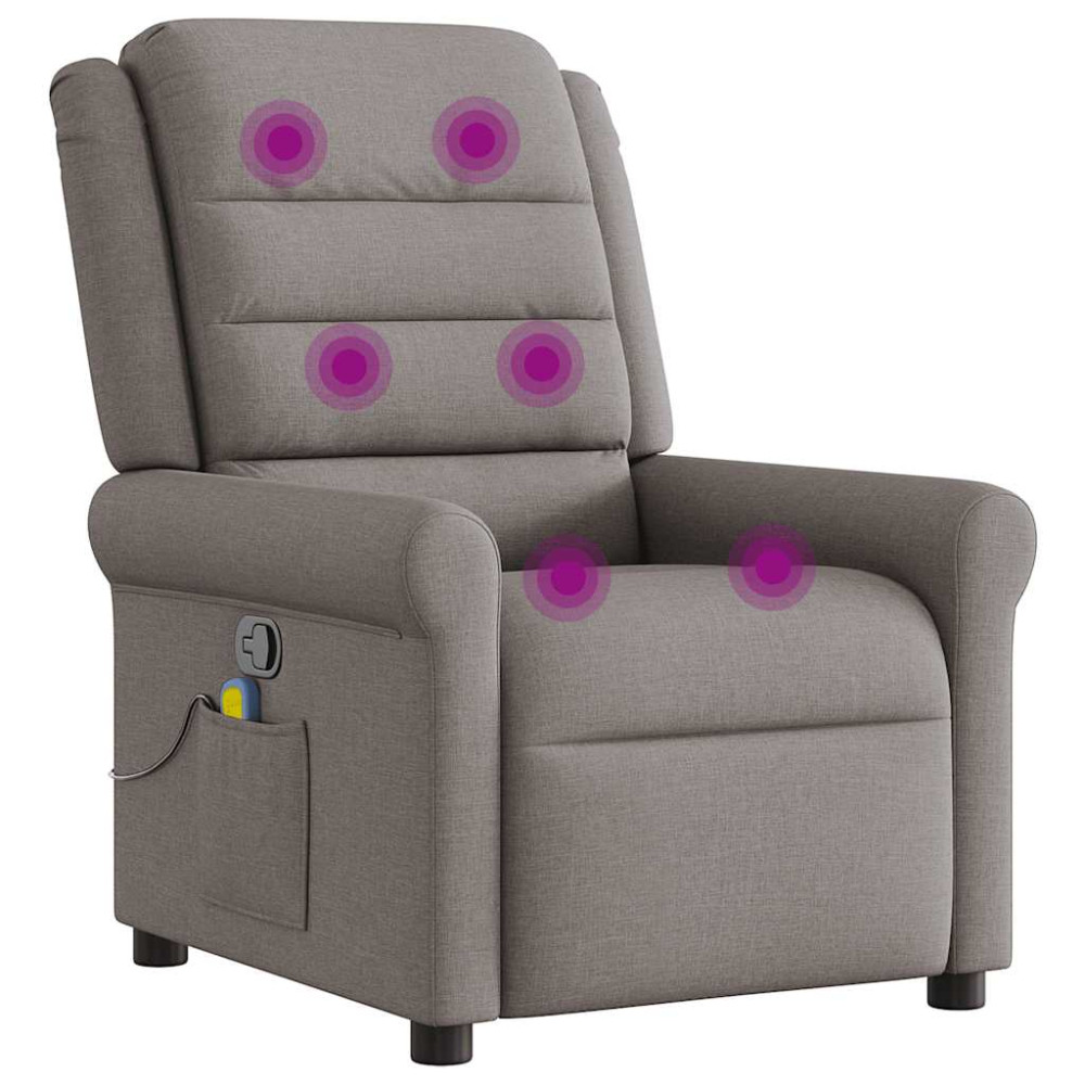 Produktbild för Massagefåtölj taupe tyg