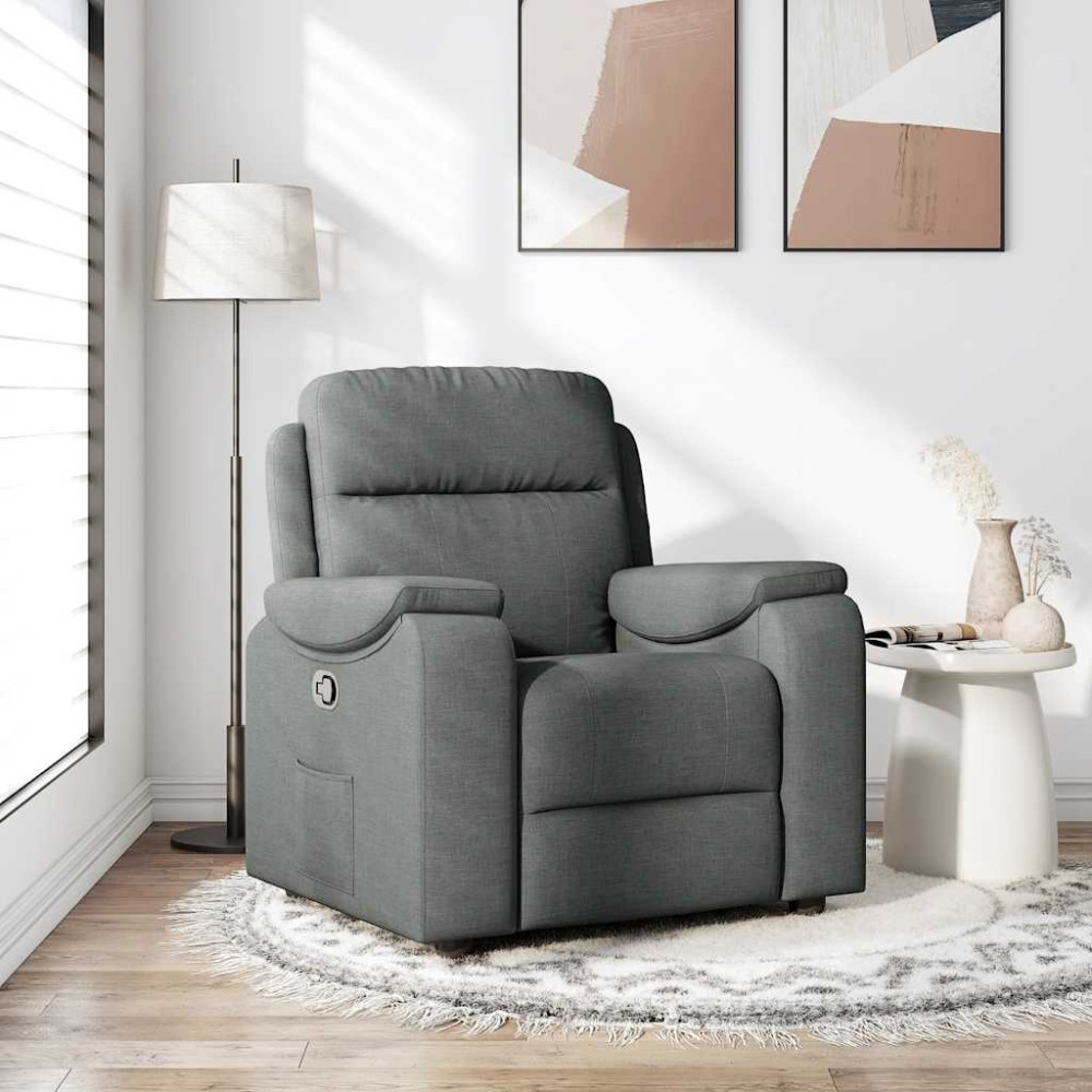 Produktbild för Reclinerfåtölj mörkgrå tyg