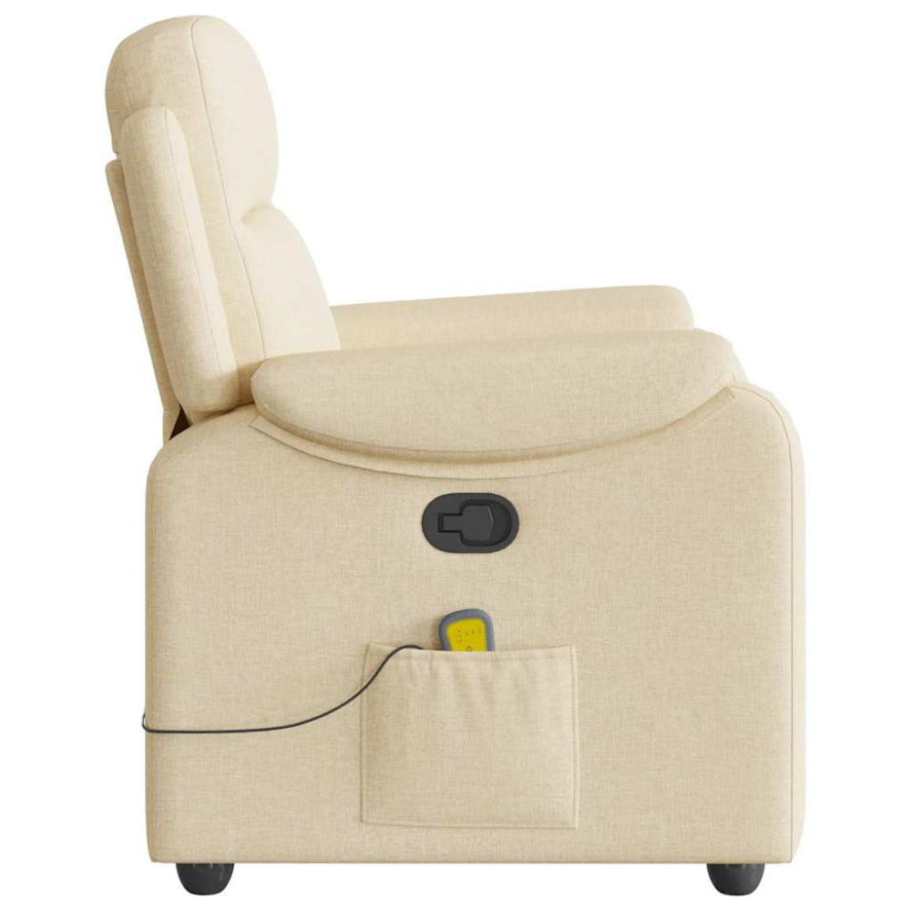 Produktbild för Massagefåtölj gräddvit tyg