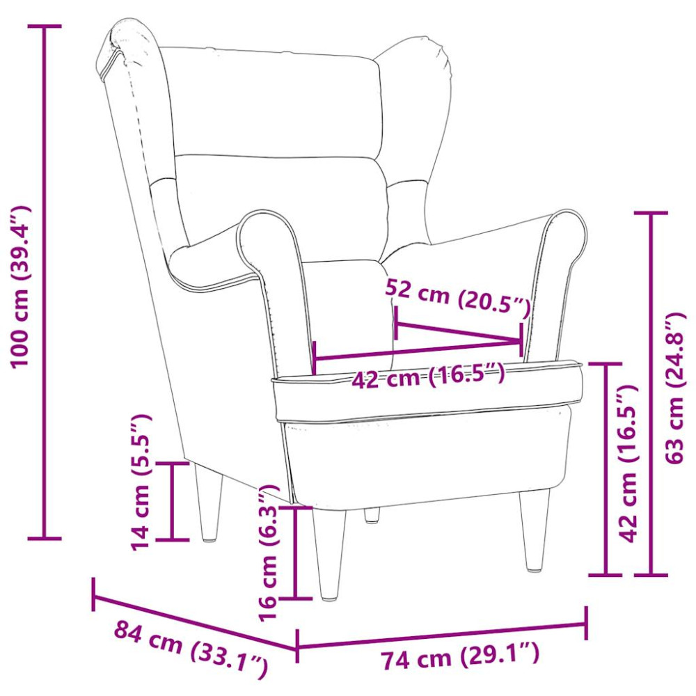 Produktbild för Fåtölj mörkgrå 74x84x100 cm tyg