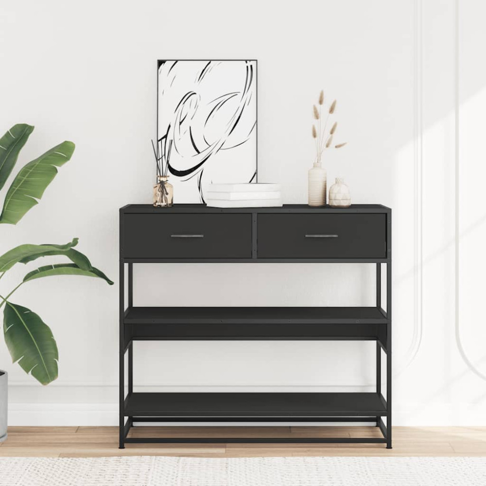 Produktbild för Avlastningsbord svart 90x35x80 cm konstruerat trä