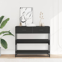 Produktbild för Avlastningsbord svart 90x35x80 cm konstruerat trä