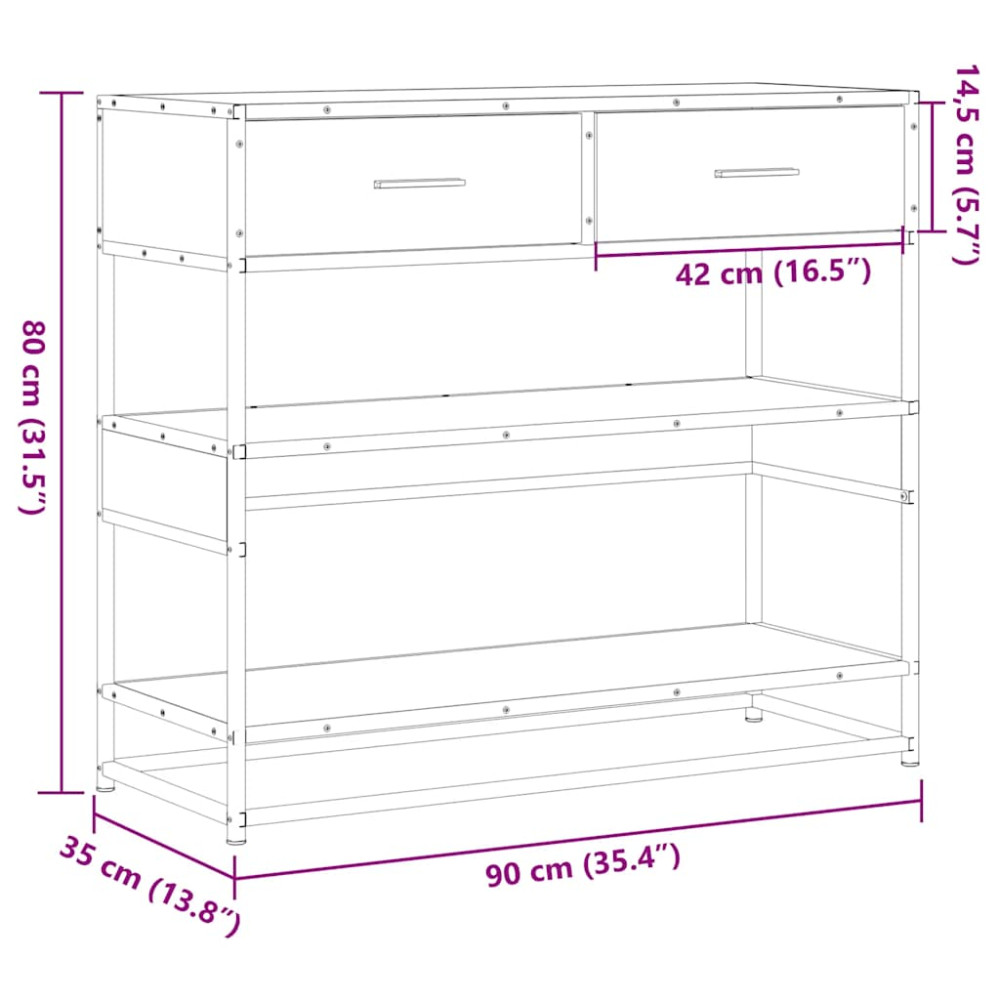 Produktbild för Avlastningsbord svart 90x35x80 cm konstruerat trä