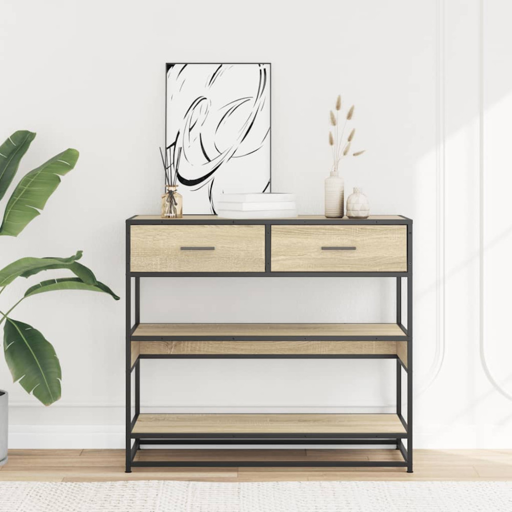 Produktbild för Avlastningsbord sonoma-ek 90x35x80 cm konstruerat trä
