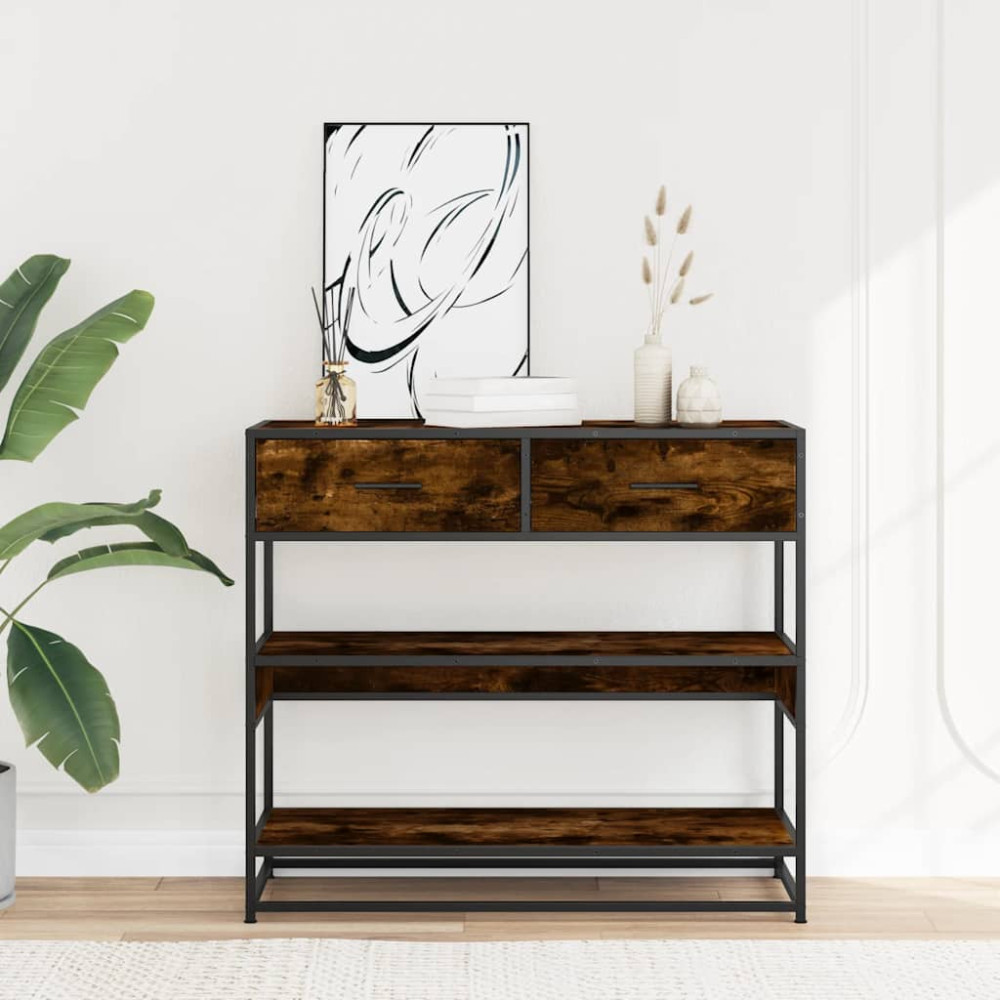 Produktbild för Avlastningsbord rökfärgad ek 90x35x80 cm konstruerat trä