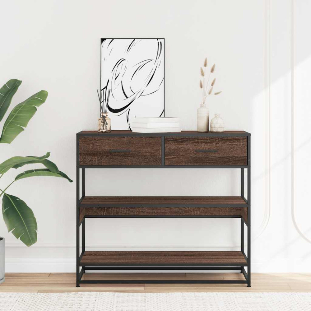 Produktbild för Avlastningsbord brun ek 90x35x80 cm konstruerat trä