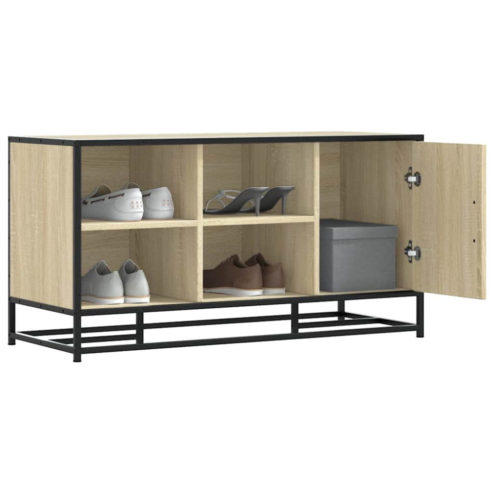 Produktbild för Skobänk sonoma-ek 100x40x53,5 cm konstruerat trä och metall