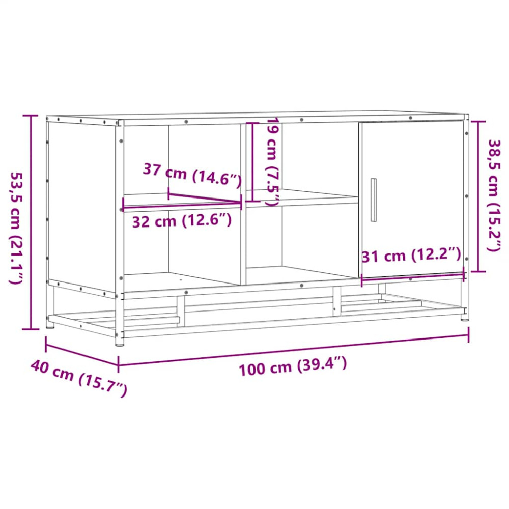 Produktbild för Skobänk sonoma-ek 100x40x53,5 cm konstruerat trä och metall