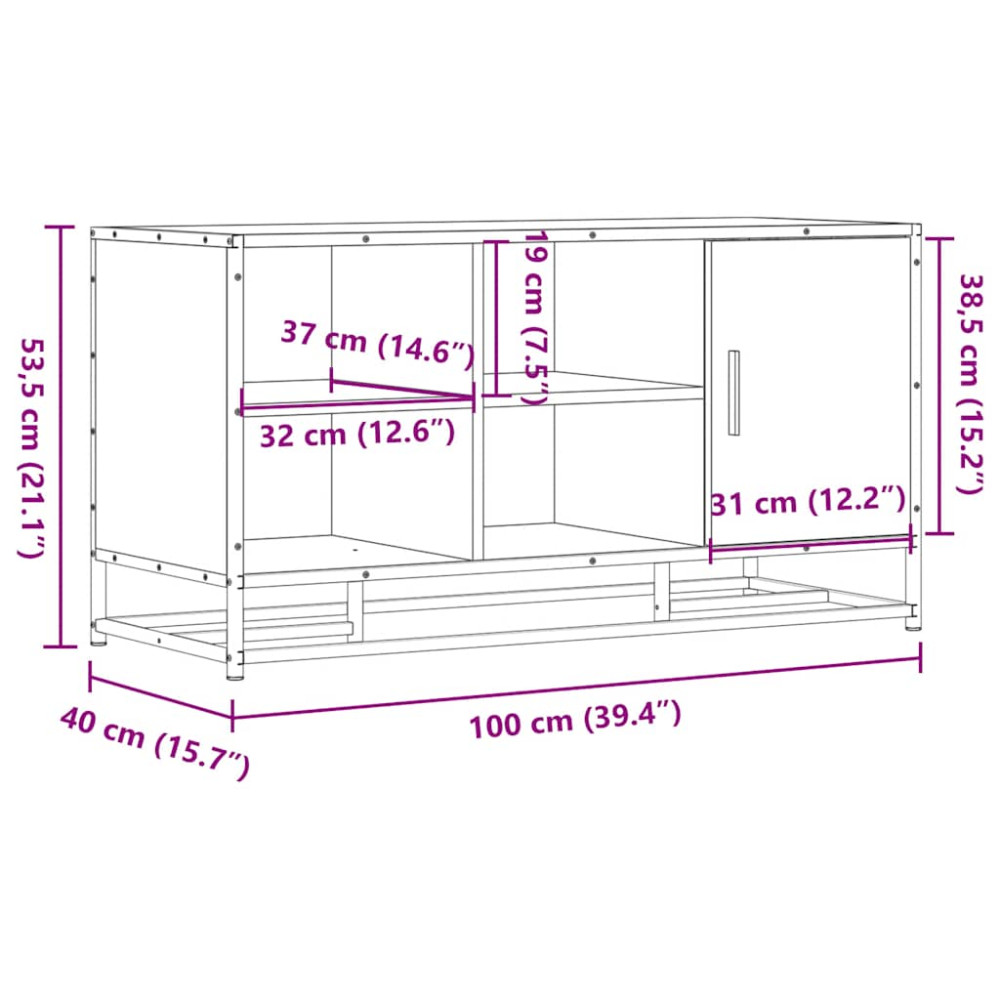 Produktbild för Skobänk rökfärgad ek 100x40x53,5 cm konstruerat trä och metall
