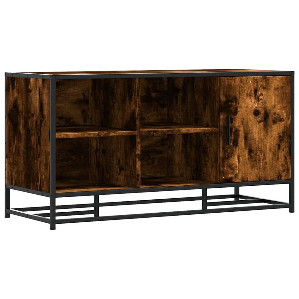 Produktbild för Skobänk rökfärgad ek 100x40x53,5 cm konstruerat trä och metall