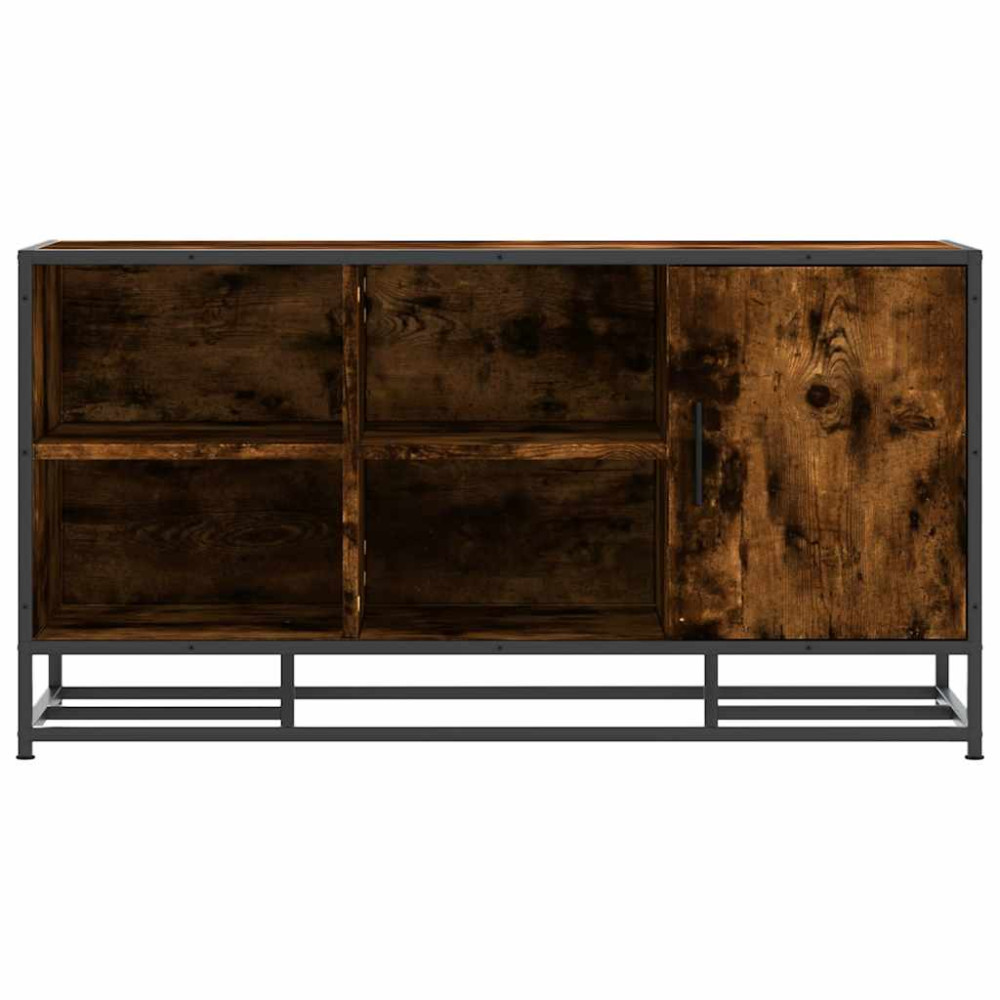Produktbild för Skobänk rökfärgad ek 100x40x53,5 cm konstruerat trä och metall
