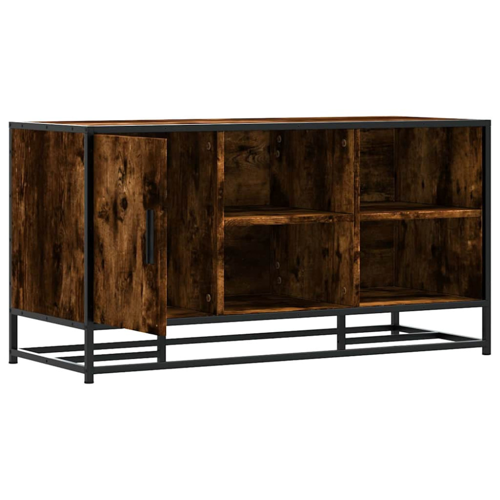 Produktbild för Skobänk rökfärgad ek 100x40x53,5 cm konstruerat trä och metall