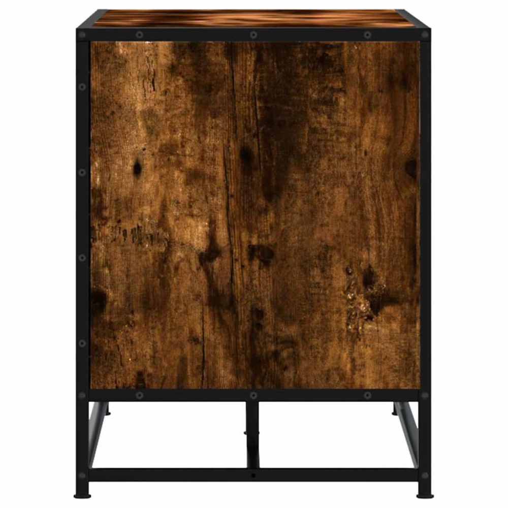 Produktbild för Skobänk rökfärgad ek 100x40x53,5 cm konstruerat trä och metall