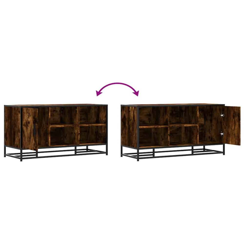 Produktbild för Skobänk rökfärgad ek 100x40x53,5 cm konstruerat trä och metall